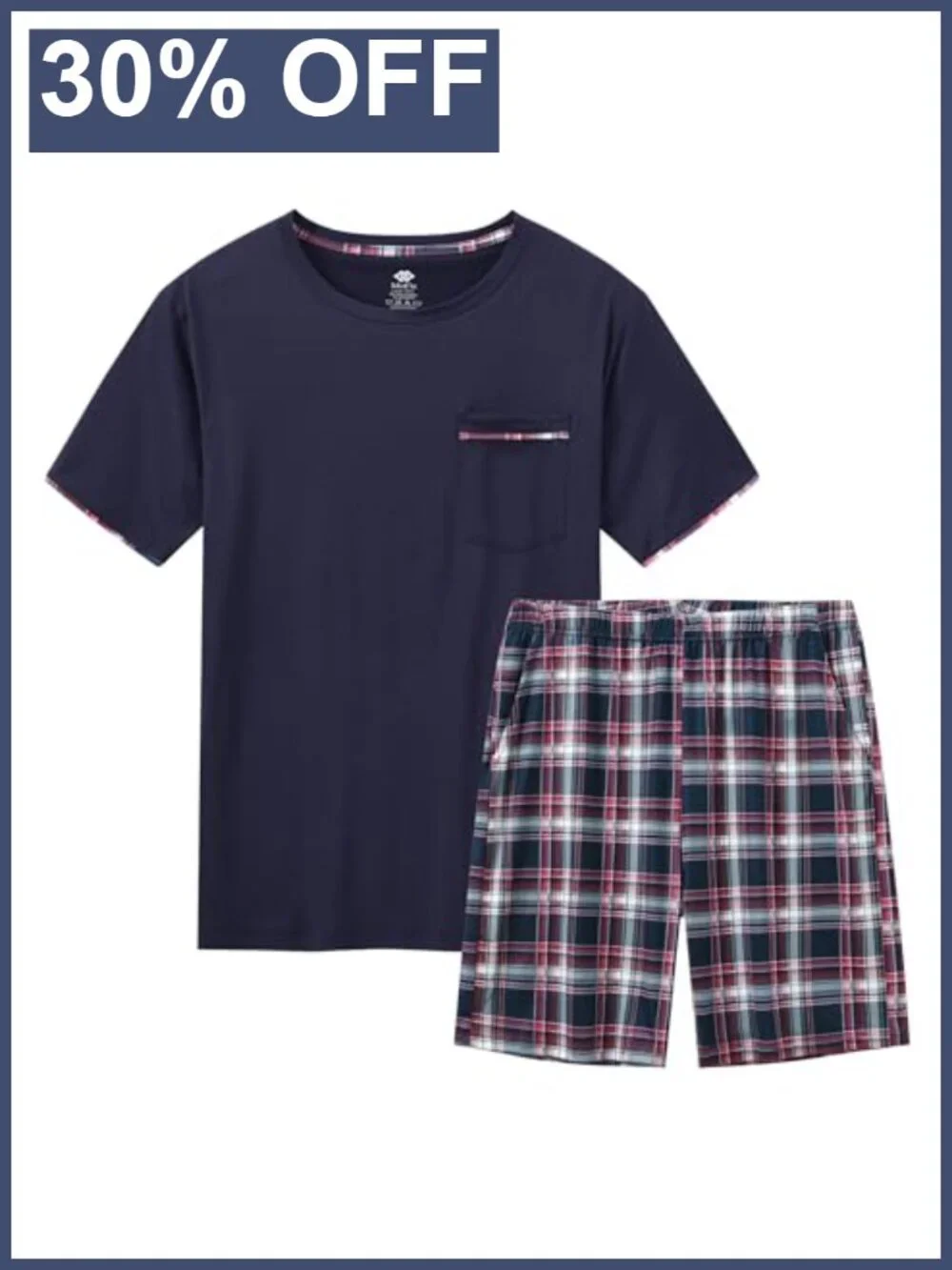 Men's Pajama Set Short Sleeve Shirt & Shorts Lightweight Soft Lounge Sleepwear